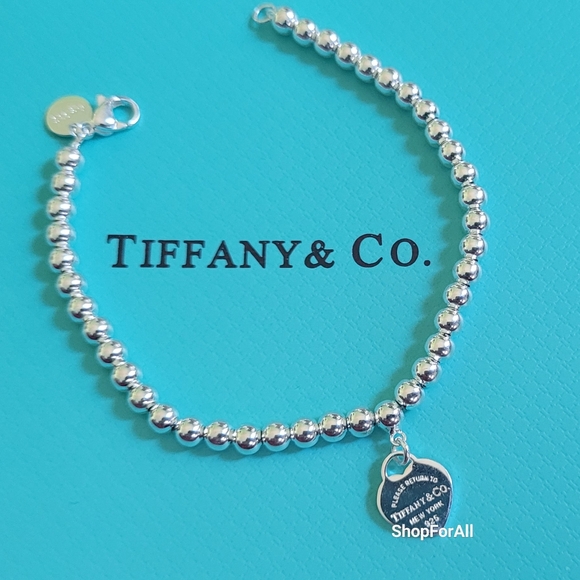 Tiffany & Co. Silver Bead Bracelet heart Tag - Picture 4 of 14